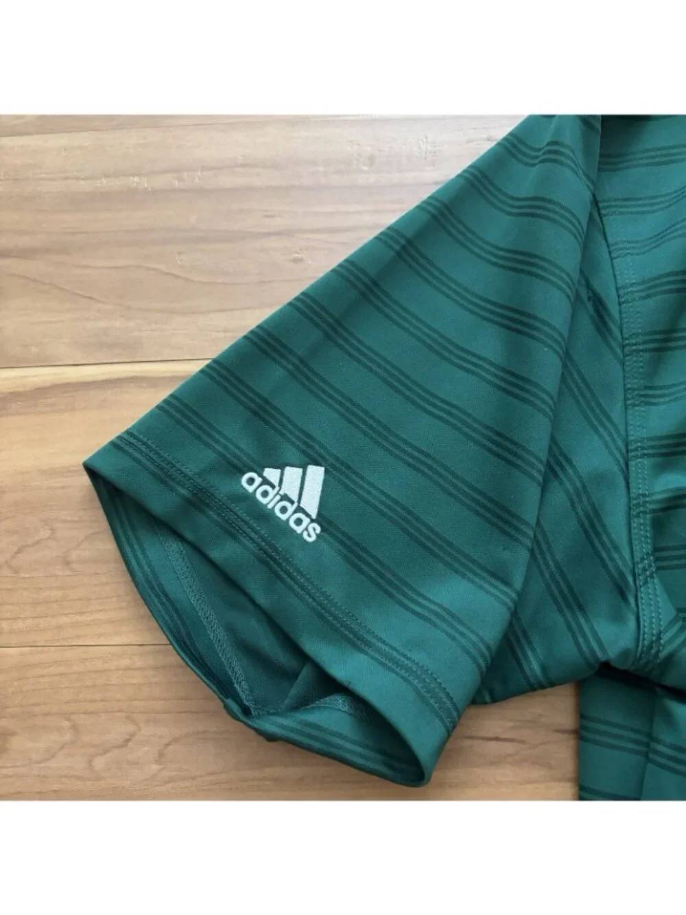 Adidas Climalite Mens XL Polo Shirt Emerald Green Stripe Short Sleeve